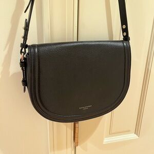 Aspinal of London black leather saddle bag